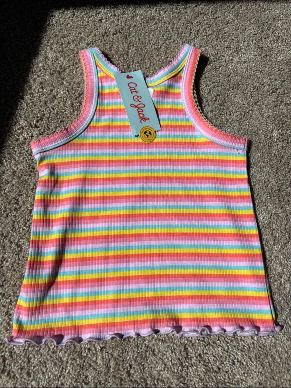 Cat & Jack Pastel Rainbow Ribbed Tank Top NWT 3T
